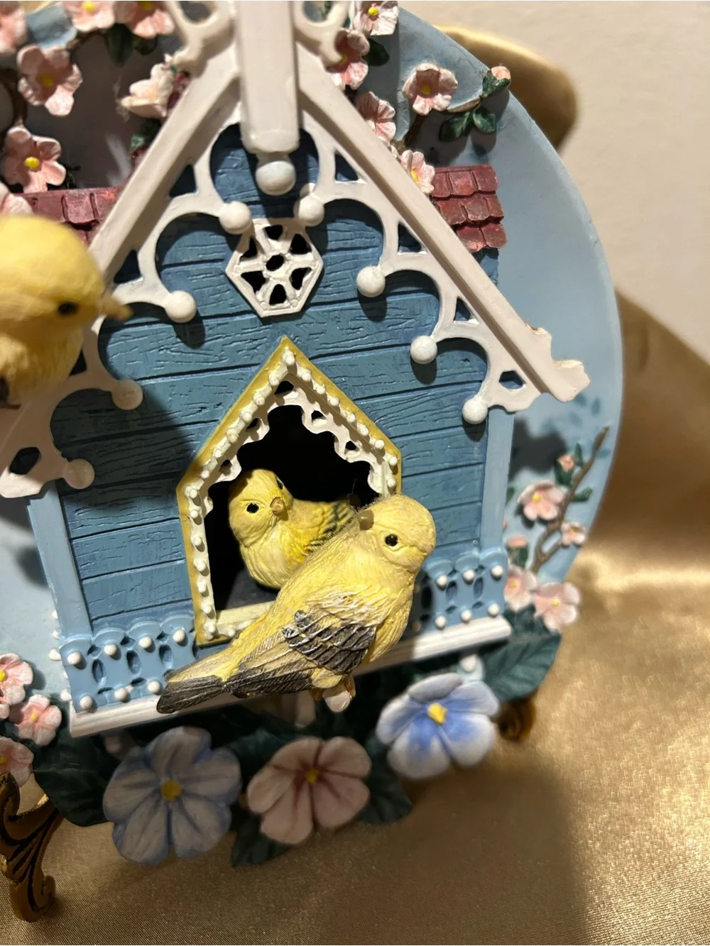 The Bradford Exchange Vintage Blue Birdhouse Plaque with Yellow Songbirds